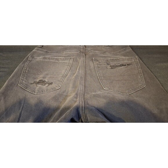 American Eagle Strigid Onyx Black Distressed Ripped Mom Jeans Size 000 23W - Picture 13 of 16